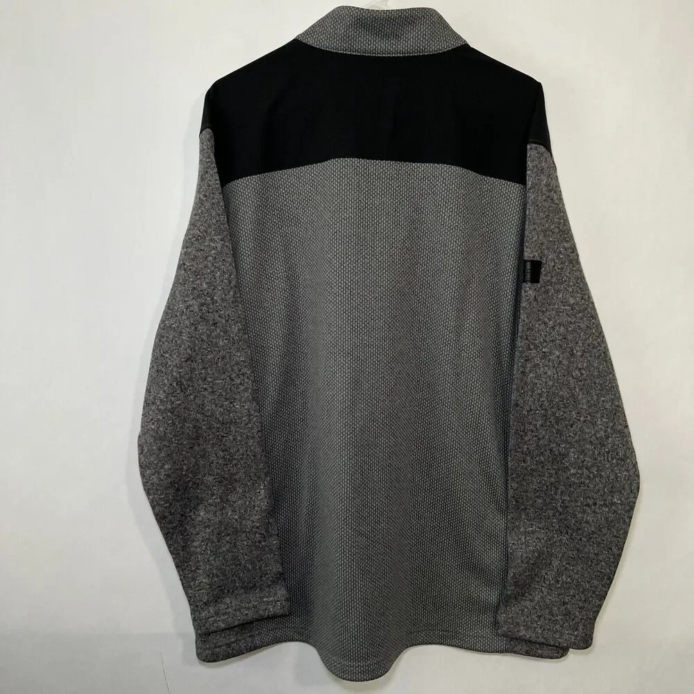Greg Norman 1/4 Zip Snap Sweater Mens Size XXL 2XL Gray Long Sleeve Shark Logo